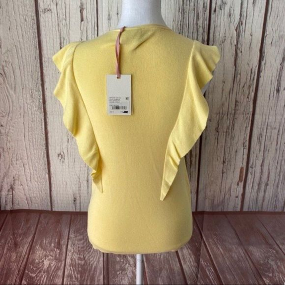 Alex Marie Shirt‎ Top Womens Small Yellow Knit Ruffle Dainty Preppy Spring - Picture 5 of 10